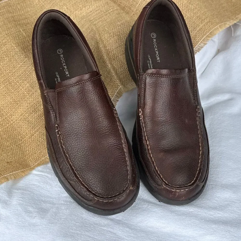 Rockport Slip On Brown Leather Classic Loafers Business Casual size 9.5